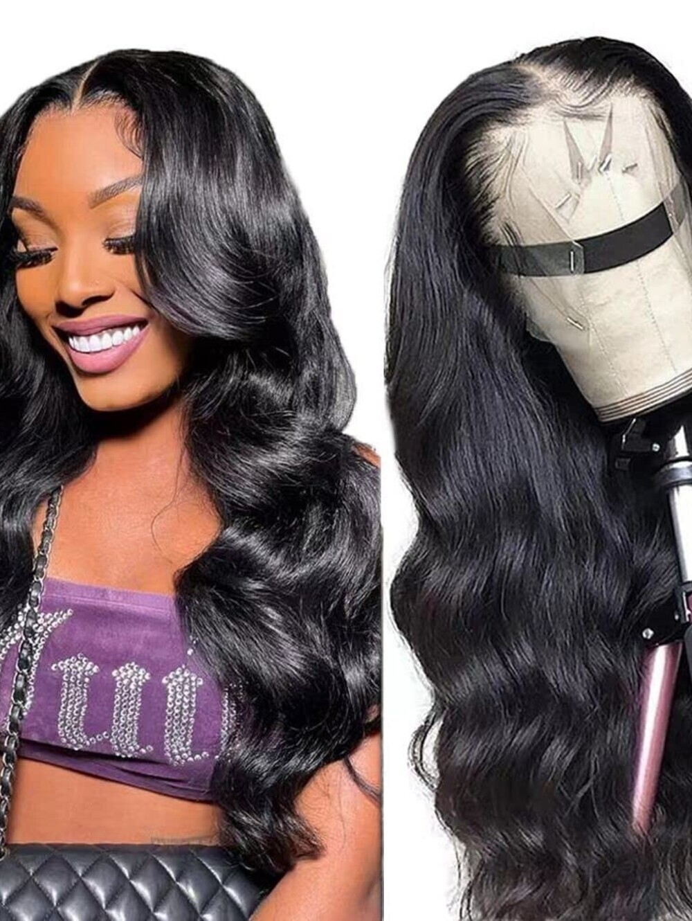 13x4 Lace Front Human Hair Wigs Natural Color Body Wave Density